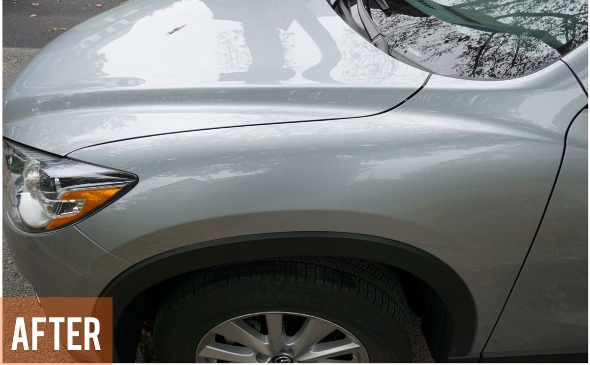 After – quarter panel refinished with high-gloss clear