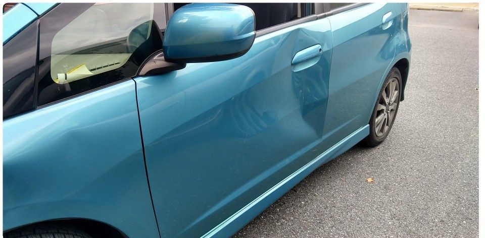 Before – mismatched shade & visible swirls